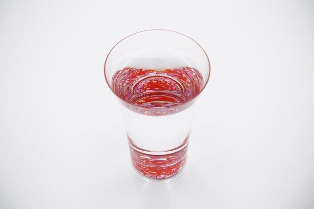 ぐい呑みグラス クリスタル 石垣 朱（酒器）